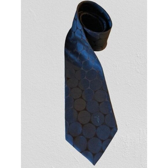 TRUSSARDI Made in Italy Silk Tie in Deep Purple Geometric Design - Picture 1 of 7